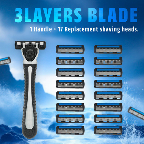 【NODEL DESIGN】3ndelier blade SBFFURNITURE WETELL 3-Layer Blade Razor for Men – 1 Handle with 17