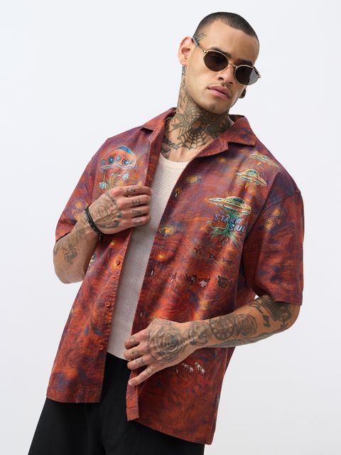 The Souled Store Men Oversized Graphic Print Casual Shirt - Image 4
