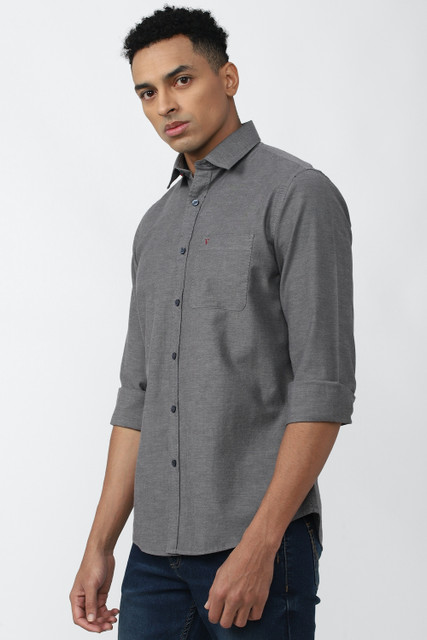 VAN HEUSEN Men Solid Casual Grey Shirt Buy VAN HEUSEN Men Solid