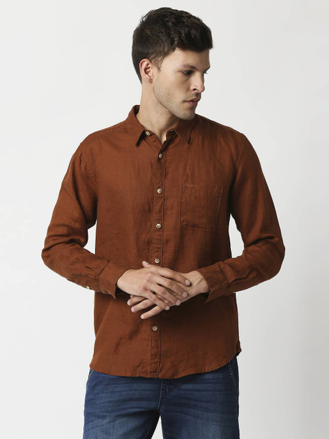 Pepe Jeans Men Solid Casual Brown Shirt Buy Pepe Jeans Men Solid