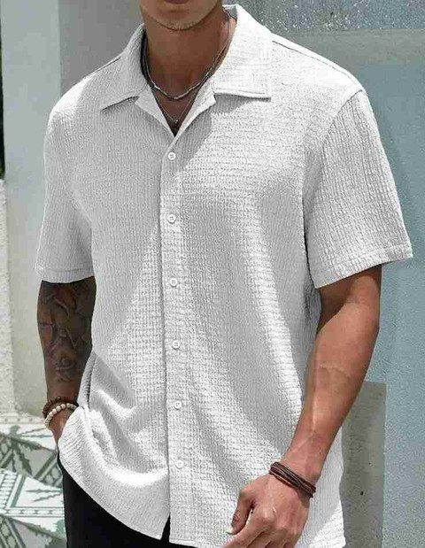 fitoda fashion Men Solid Casual White Shirt