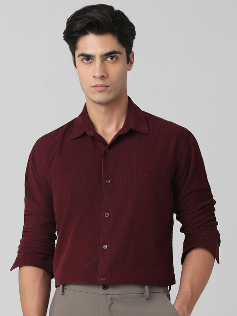 MUFTI Men Solid Formal Maroon Shirt Buy MUFTI Men Solid Formal