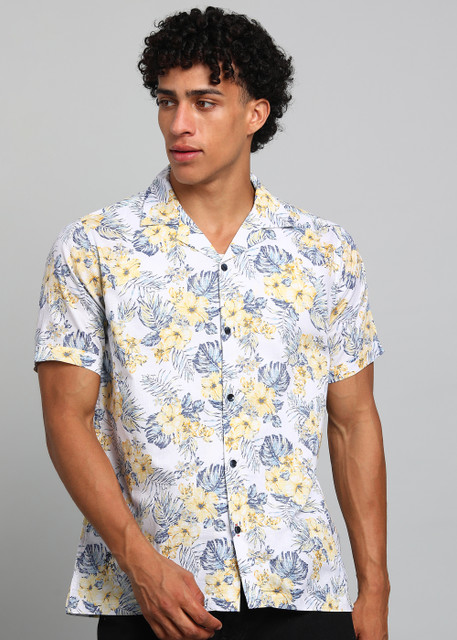 KILLER Men Floral Print Casual Yellow Shirt