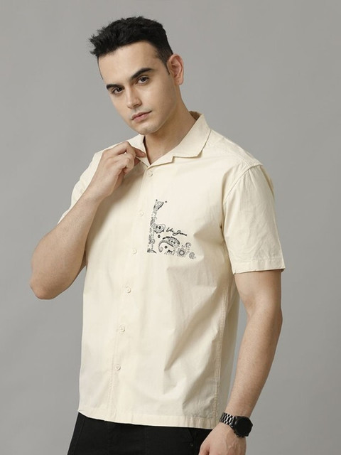 VOI JEANS Men Solid Casual Beige Shirt Buy VOI JEANS Men Solid