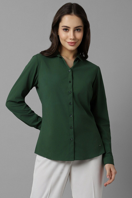 Allen Solly Women Solid Casual Dark Green Shirt Buy Allen Solly