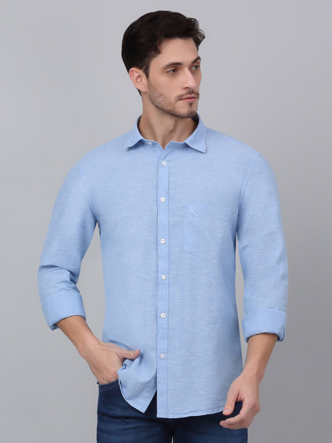CANTABIL Men Solid Casual Light Blue Shirt