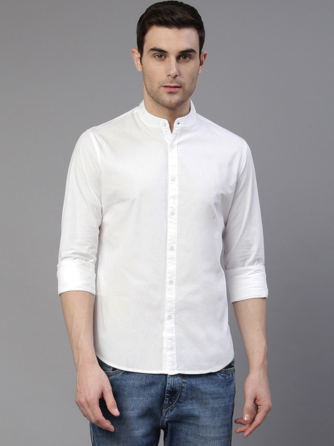 Dennis Lingo Men Solid Casual White Shirt Buy WHITE Dennis Lingo