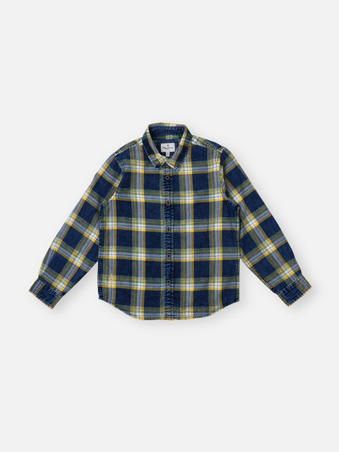 Pepe Jeans Boys Checkered Casual Yellow, White, Dark Blue Shirt