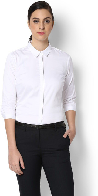 VAN HEUSEN Women Solid Formal White Shirt Buy VAN HEUSEN Women
