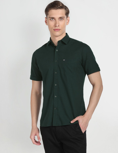 Arrow Sport Men Solid Casual Dark Green Shirt - Buy Arrow Sport Men Solid  Casual Dark Green Shirt Online at Best Prices in India | Flipkart.com