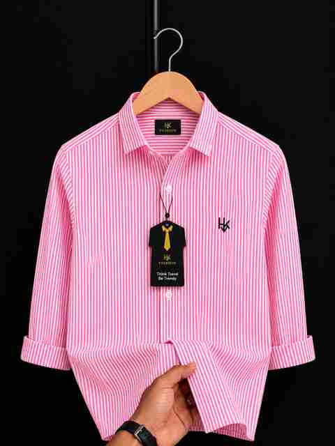 HKV FASHION Men Regular Fit Striped Spread Collar Casual Shirt - Image 5