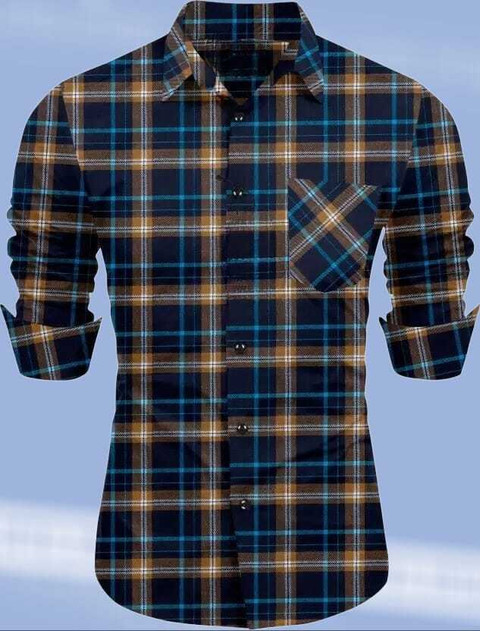 Kyutiman Men Checkered Casual Multicolor Shirt