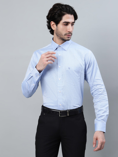 CANTABIL Men Solid Formal Blue Shirt