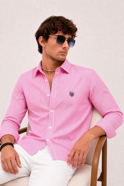 HKV FASHION Men Regular Fit Striped Spread Collar Casual Shirt - Image 8