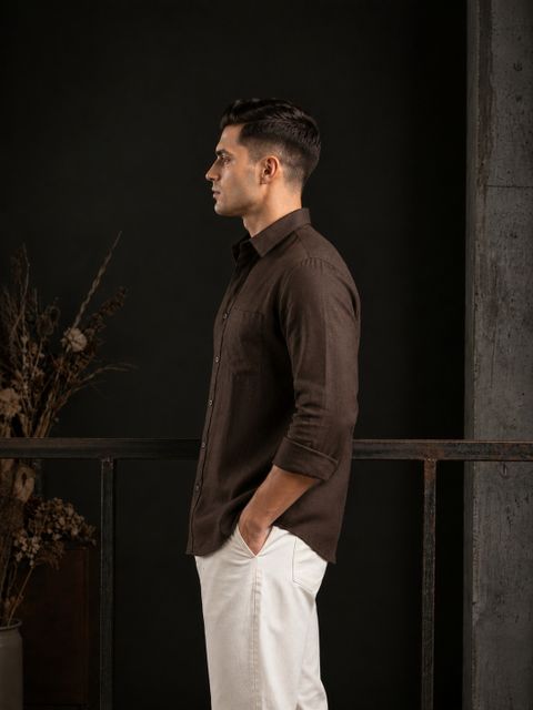 Roadster Men Regular Fit Self Design Spread Collar Casual Shirt - Image 7