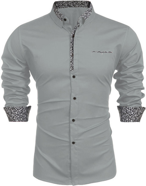 Cloth Factory Men Solid Casual Grey Shirt Buy Cloth Factory Men