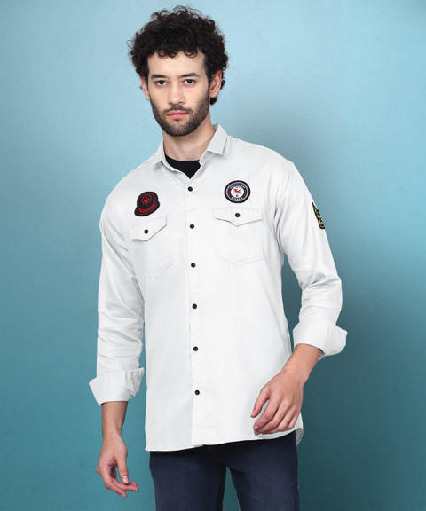 WOXEN Men Solid Casual White Shirt - Buy WOXEN Men Solid Casual
