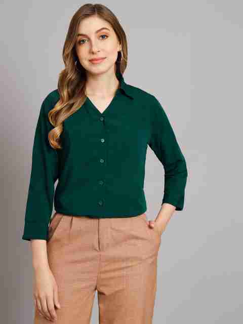 dark green dress shirt women's Harriton M500W Ladies' Easy Blend Long-Sleeve Twill Shirt with Stain-Release main image 1