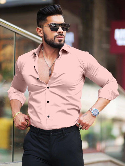mirva fashion Men Self Design Casual Pink Shirt Buy mirva