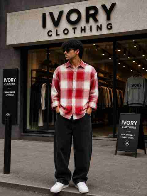 Ivory Clothing Men Boxy Fit Checkered Spread Collar Casual Shirt - Image 5
