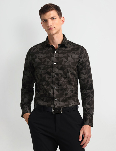 slim fit black dress shirt Black Cotton Dress Shirt - Extra Slim Fit main image 0