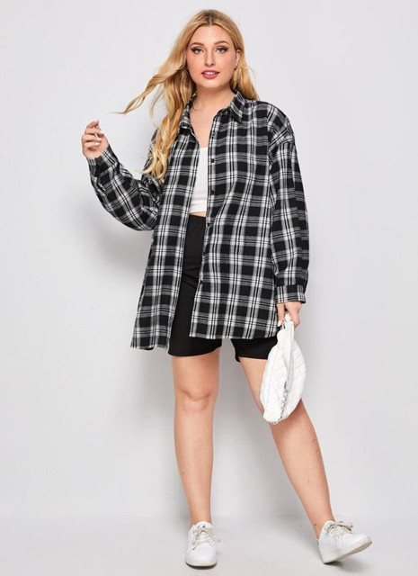 Kushwaha fashion Women Checkered Casual Black, White Shirt