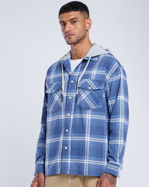 BEWAKOOF Men's Relaxed Fit Checkered Hood Casual Shirt - Image 4