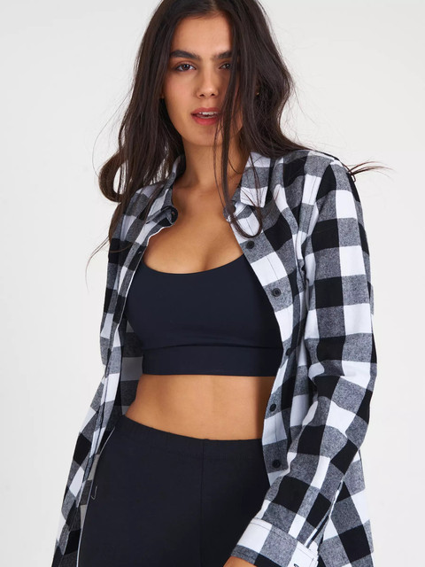 Flipkart Black And White Checkered T Shirt Women's Roadster
