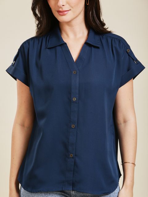 J TURRITOPSIS Women Regular Fit Solid Spread Collar Casual Shirt - Image 6