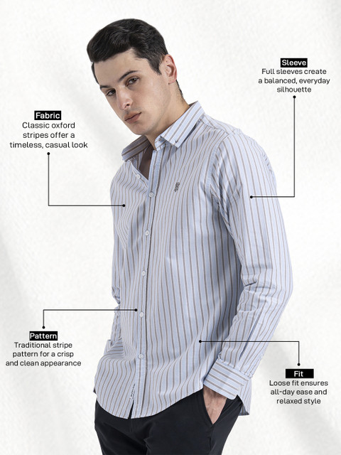 RED TAPE Men Striped Casual Blue Shirt - Buy RED TAPE Men Striped