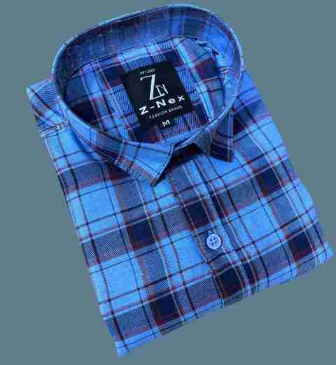 ウェア mlne Z-NEX Men Checkered Casual Blue Shirt - Buy Z-NEX Men Checkered