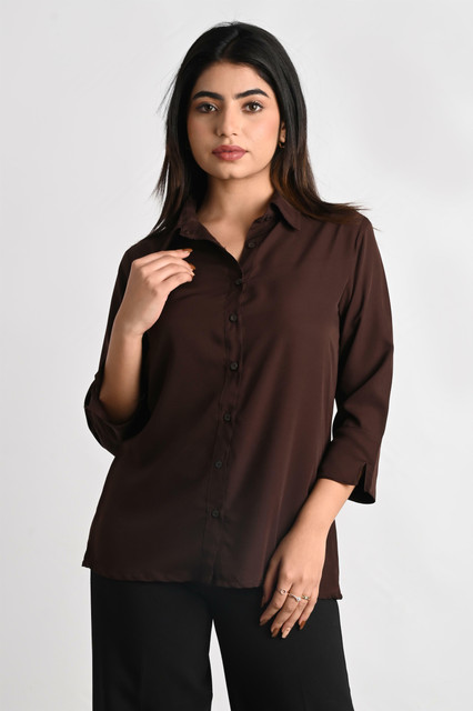 LA ROPA Women Solid Casual Brown Shirt Buy LA ROPA Women Solid