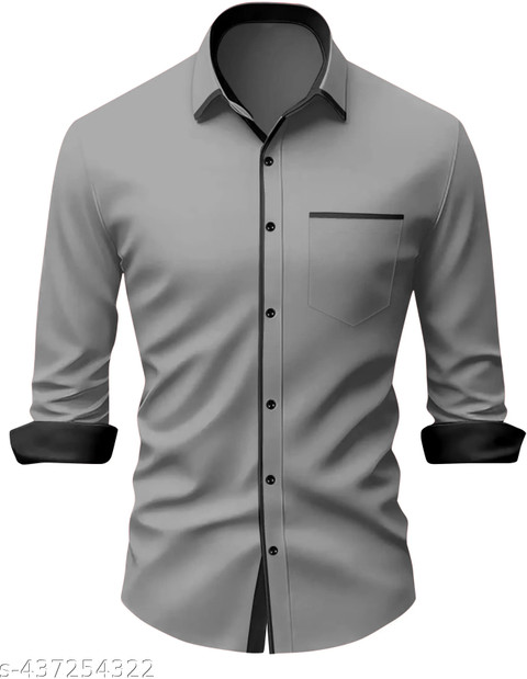 ZARA STAR Men Solid Casual Grey Shirt