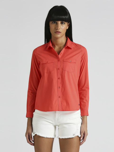 Pepe Jeans Women Solid Casual Red Shirt