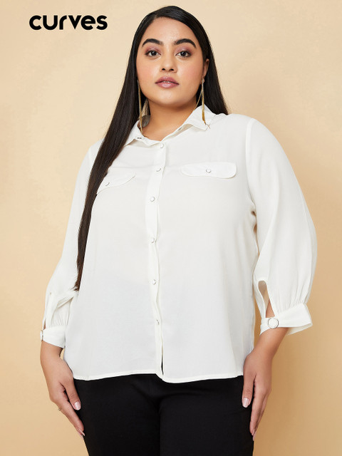 MAX Women Solid Casual White Shirt Buy MAX Women Solid Casual