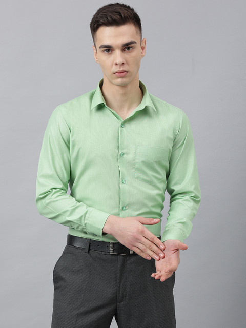 English Navy Men Self Design Formal Light Green Shirt Buy