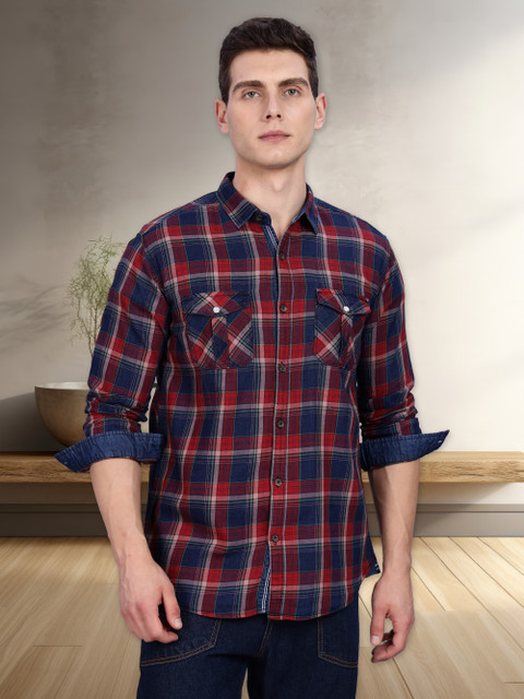 KUONS AVENUE Men Checkered Casual Red Shirt Buy KUONS AVENUE Men