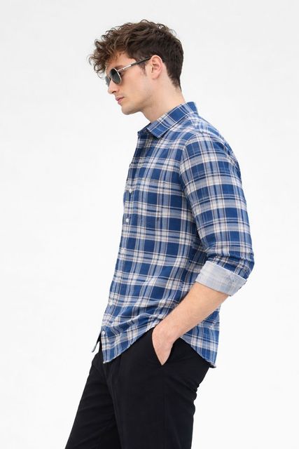Jai Textiles Men Slim Fit Striped Mandarin Collar Casual Shirt - Image 7
