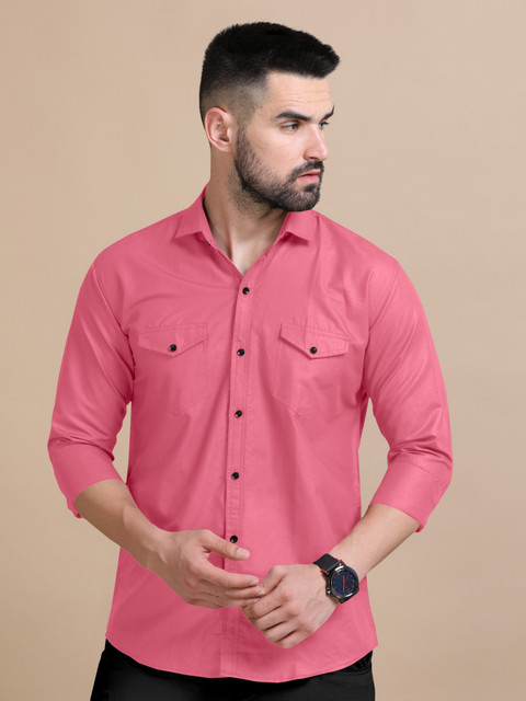 3️⃣ VTEXX Men Solid Casual Pink Shirt - Buy VTEXX Men Solid Casual