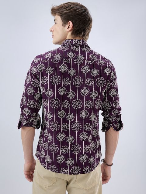 VASTRADO Men Regular Fit Floral Print Cut Away Collar Casual Shirt - Image 4