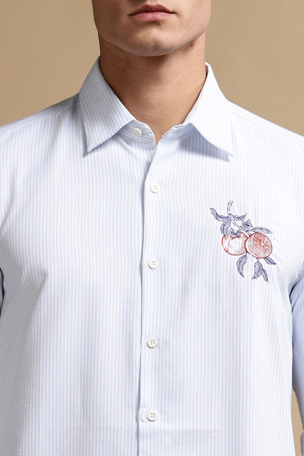 Eszett Men Embroidered Casual White Shirt - Buy Eszett Men