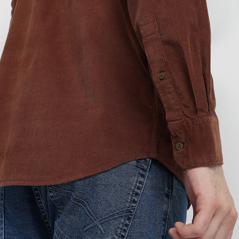 PARX Men Self Design Casual Brown Shirt - Buy PARX Men Self Design