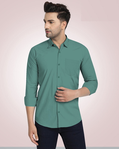 CHEAPSHIRTS Men Solid Casual Dark Green Shirt