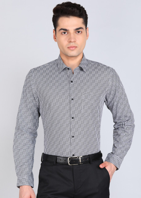 PETER ENGLAND Men Checkered Formal Grey Shirt