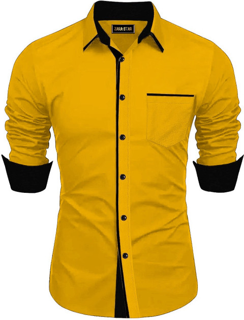 ZARA STAR Men Solid Casual Yellow Shirt Buy ZARA STAR Men Solid