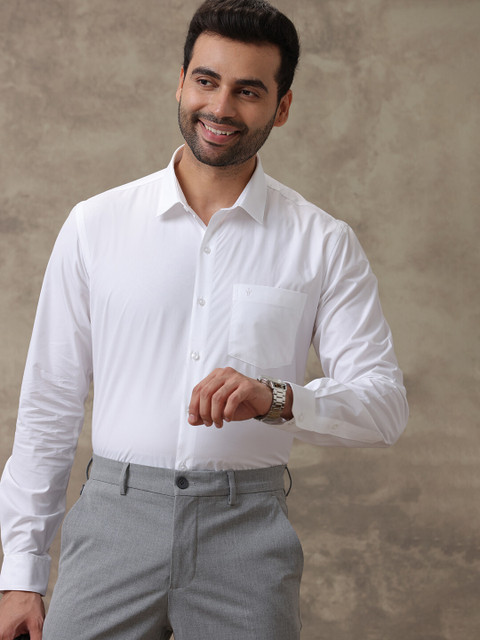 Ramraj Cotton Men Solid Formal White Shirt Buy Ramraj Cotton Men