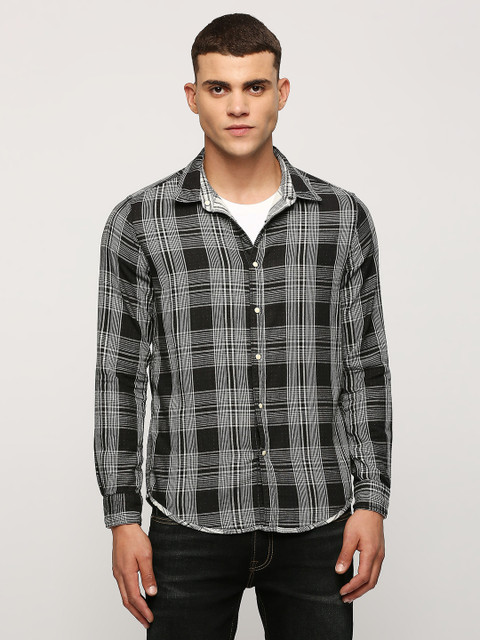 Pepe Jeans Men Checkered Casual Black, White Shirt