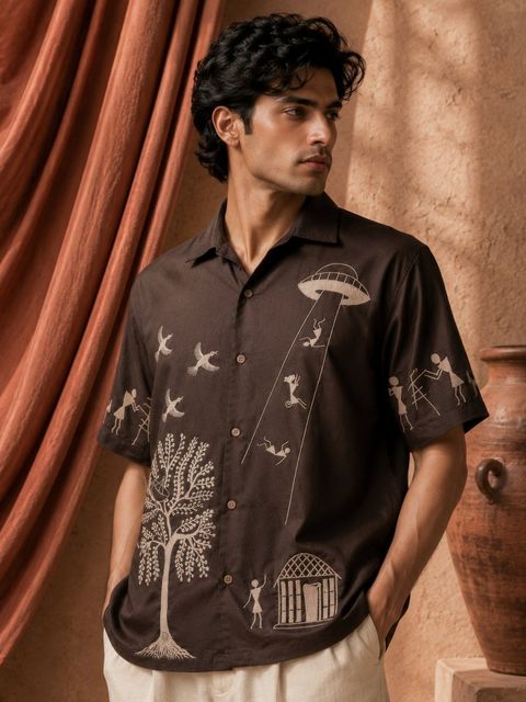 MyDesignation Men Relaxed Fit Printed Spread Collar Casual Shirt - Image 7