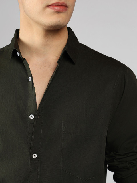 Dennis Lingo Men Solid Casual Green Shirt Buy OLIVE Dennis Lingo