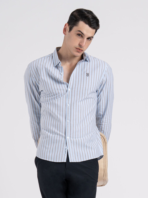 RED TAPE Men Striped Casual Blue Shirt - Buy RED TAPE Men Striped